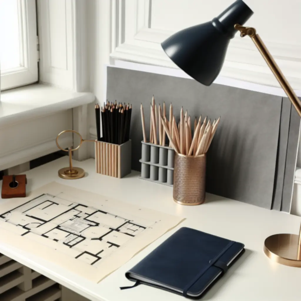 Kreatywne, profesjonalne stanowisko pracy z eleganckimi akcesoriami